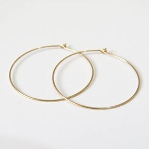 Thin Gold Tone Hoop Earrings Modern